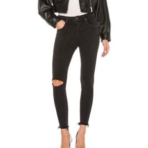 One Teaspoon Freebird Skinny Jeans Womens size 26 Black Split Knee Frayed